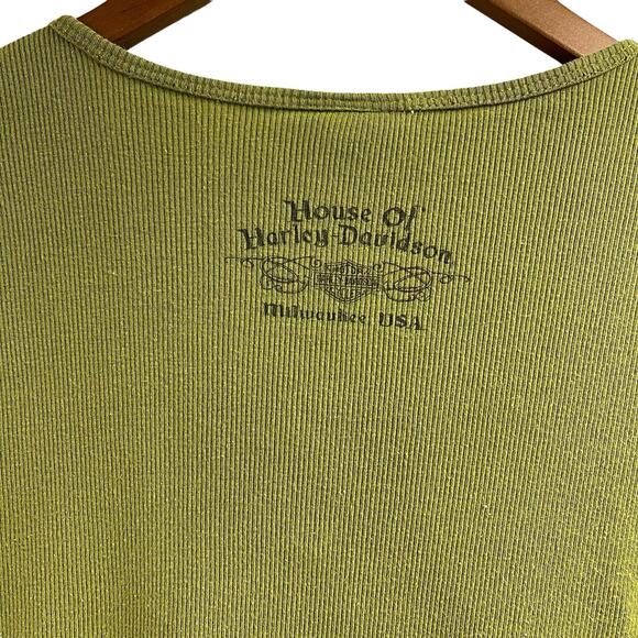 Harley Davidson Motorcycles Top Green WI Keyhole Fitted XL - Picture 7 of 7